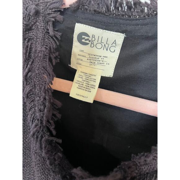 Billabong Women's SM 100% Cotton Brown Tribal Color Geometric Fringe Jacket - Picture 5 of 7